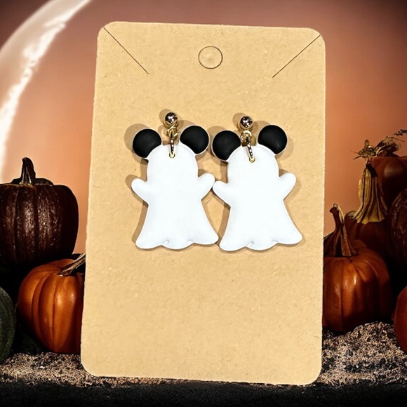 Mickey Mouse Ghosts Polymer Clay Dangle Earrings - Picture 2 of 2